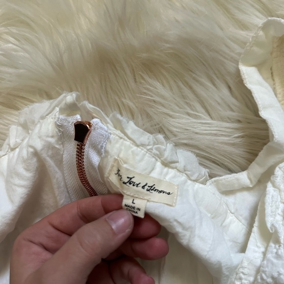 FOR LOVE AND LEMONS Charlotte Eyelet Lace Up Blouse In White - Picture 11 of 12